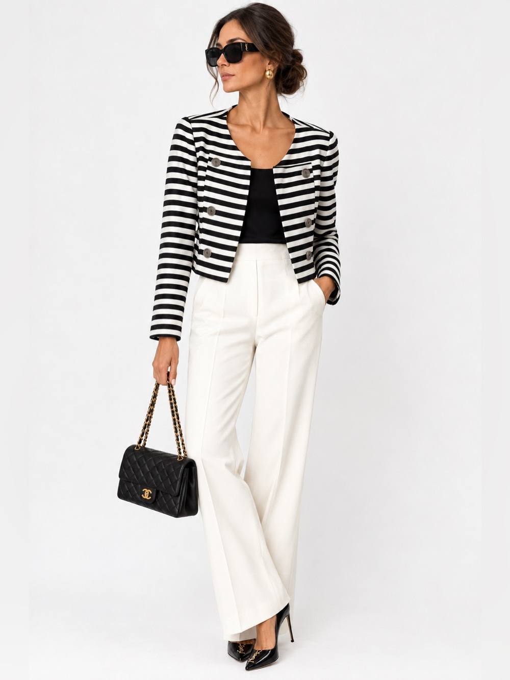 XXI Forever 21 Striped Cropped Jacket / Cardigan S